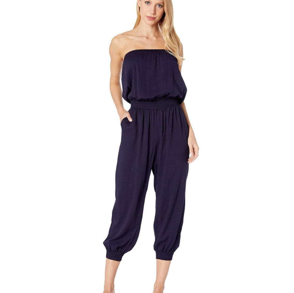 BISHOP + YOUNG STRAPLESS JUMPSUIT OLIVE 100% - SZ XS